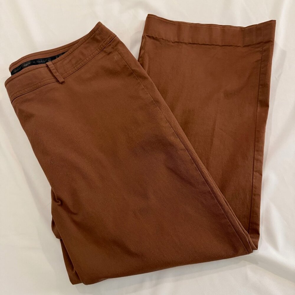 Warm Brown Straight-Leg Pants, Apostrophe, Us Sz 16